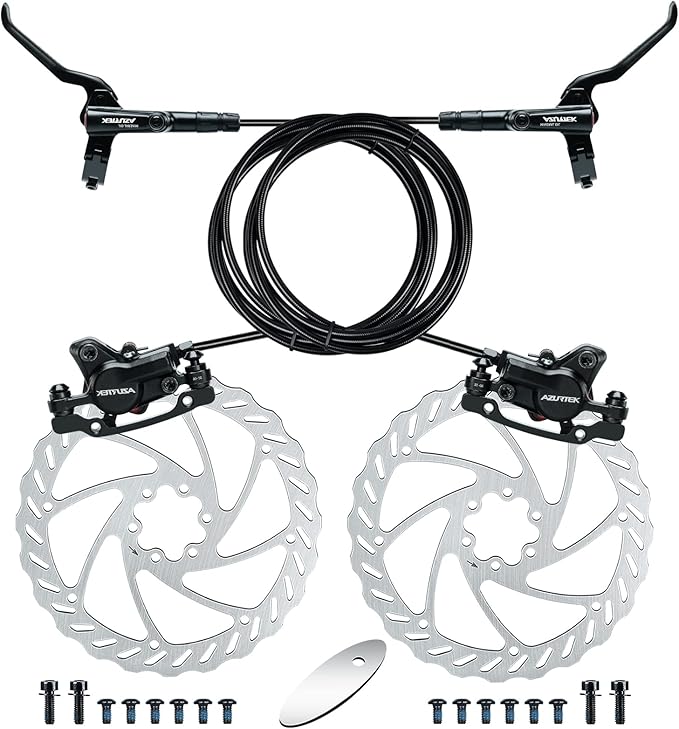 RUJOI Bike Disc Brake Kit, Hydraulic Disc Brake Set with Aluminum Oil Pressure Caliper and Alloy Bicycle Brake Lever, 160mm Rotor, Bicycle Accessories for MTB/Ebike/Folding Bike/Scooter/Fat Bike