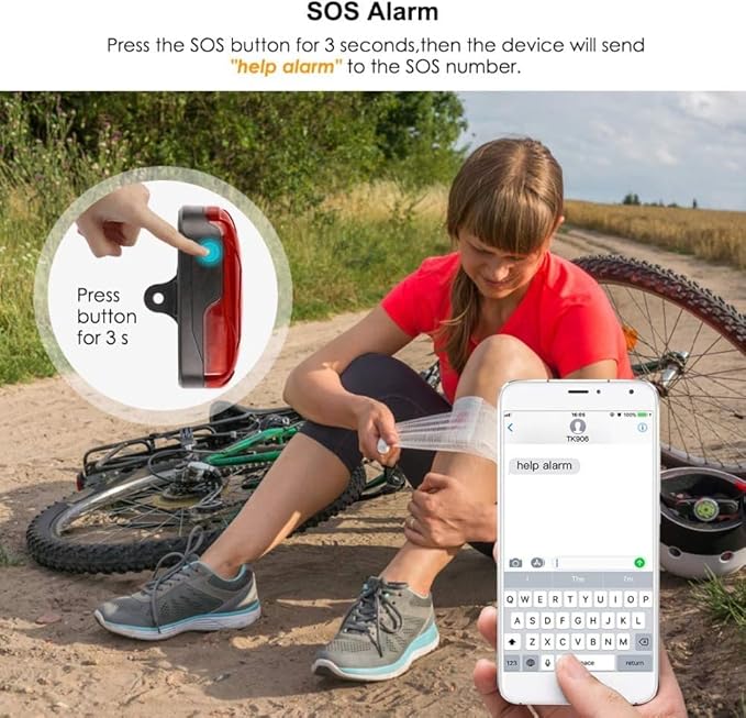 GPS Tracker for Bike Bicycle GPS Tracker Hidden GPS Tracking Device for Motorcycle Motorbike Anti-Lost Anti-Theft, with LED Tail Light - 4G TK906