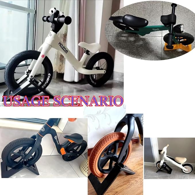 2 Pack Kids Balance Bike Parking Rack Stand Foldable Kickstand Holder for No Pedal Training Bicycle Scooter 8‘’ 9‘’ 10‘’ 12 Inch Bikes Storage Organizer Indoor Outdoor Garage