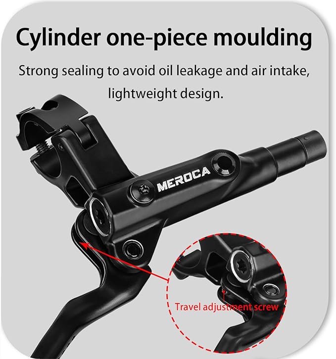 MEROCA M4 4-Piston Mountain Bike Hydraulic Disc Brakes Hydraulic Bike Brakes Front 800mm and Rear 1400mm with PM Adapter for 160mm Rotor