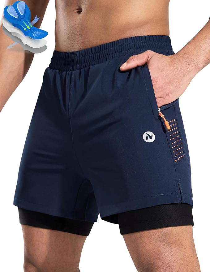 Nepest Men's Mountain Bike Shorts 4D Padded Cycling Bicycle Biker Riding Loose-fit Gel Padding MTB Shorts Zipper Pockets