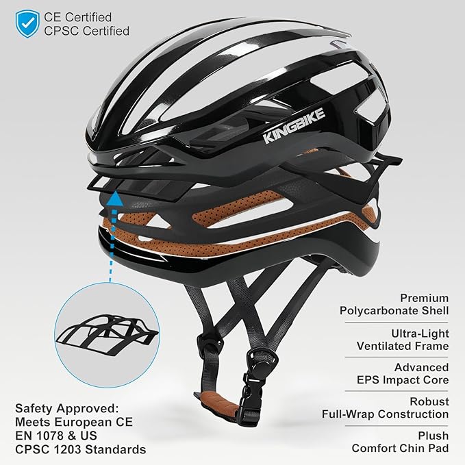KINGBIKE Bike Helmet for Adult Men Women Youth Road Commute Mountain Cycling Helmets with Replaceable Padding Lightweight 2 Sizes 20.4"-24"(52-61cm)