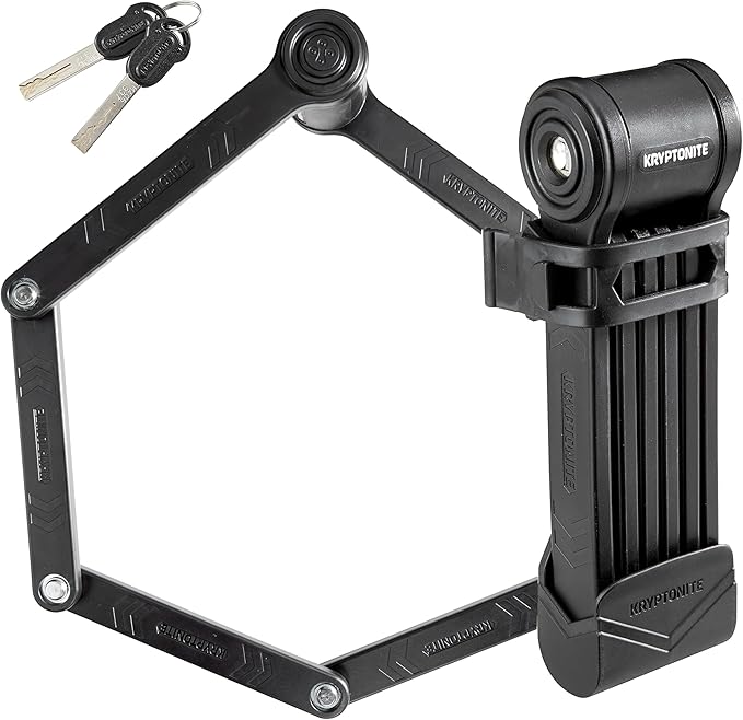 Kryptonite Keeper Folding Bike Lock, 2.75FT/3.25 FT Long Compact Lightweight High Security Anti-Theft Foldable Bicycle Lock with 2 Keys and Mount for E-Bikes Scooter Road Mountain Bike