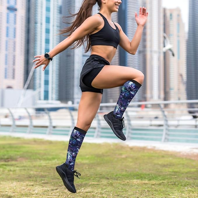 bassyil Compression Socks for Women & Men Circulation 15-20 mmHg Knee High Best Support for Nurses Travel Running Athletic