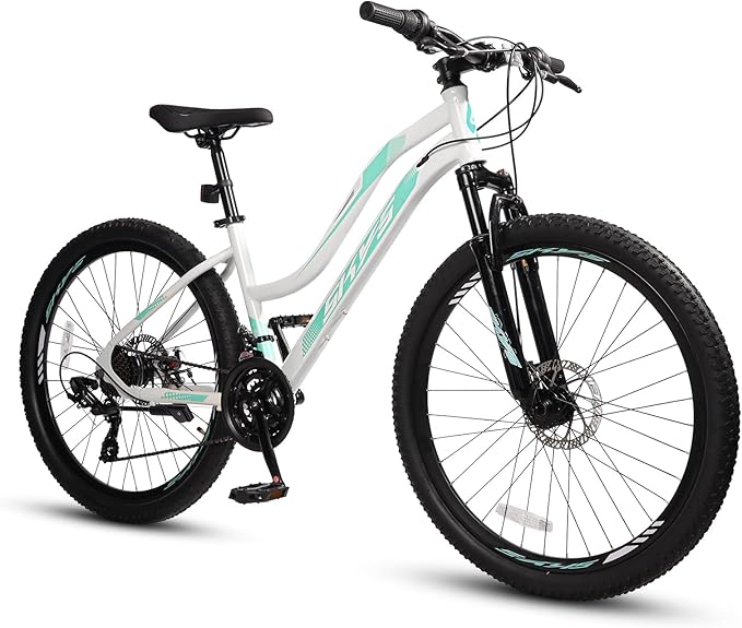 24/26 Inch Mountain Bike for Women & Girls, Twist Shifter, Dual Disc Brakes, Lockout Fork, 2.35" All Terrain Tires, Low Step Steel Frame, 85% Pre-Assembled