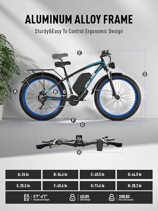 Ebike for Adults Electric, 52V 19.2Ah/32Ah, Peak 2000W/2500W E-Bike, 36/40MPH, 70 Miles/100Miles, Hydraulic Disc Brake, Off Road Snow Mountain E-Bike, 24"/26" Fat Tire Electric Bicycle UL2849 by SGS