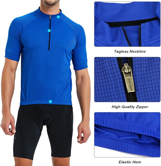 CATENA Men's Cycling Jersey Short Sleeve Shirt Running Top Moisture Wicking Workout Sports T-Shirt