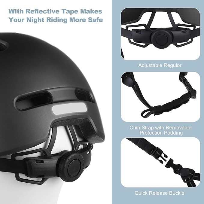 Shinmax Bike Helmet - Lightweight Adjustable Baseball Cap Style Cycling Helmet with Long Visor, Reflective Strip, for Urban Commuter, Mountain & Road Biking