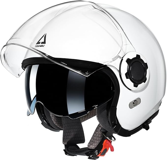 TRIANGLE Open Face Motorcycle Helmet Half for Men and Women Cruiser Scooter Street Bike DOT Approved (XX-Large, White)