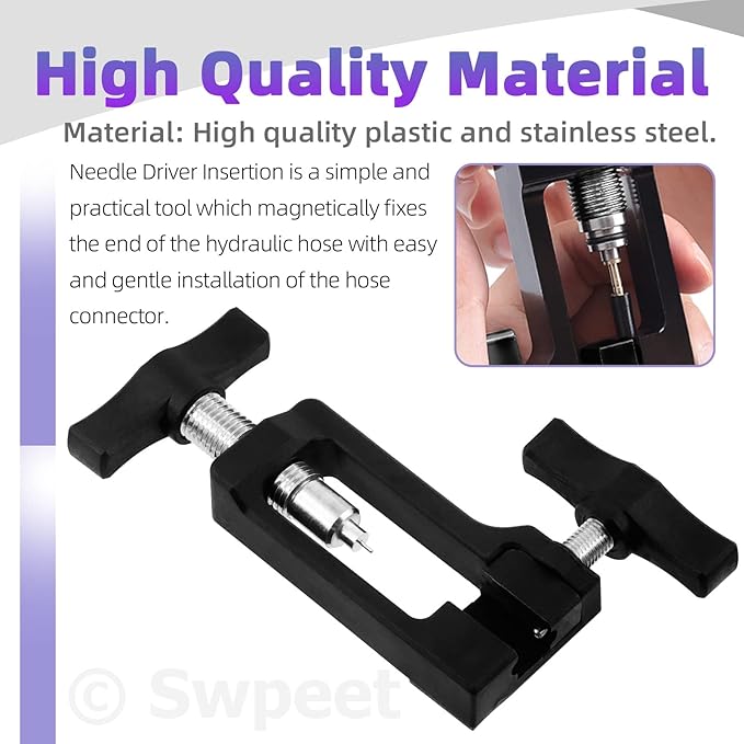 Swpeet 50Pcs BH59 Disc Brake Cable Hose Cutter with Bicycle Hydraulic Hose Fitting Insert Tool and Hydraulic Hose Cutter Assortment Kit, Needle Driver Insertion Tool Install Brake Olive and Inserts