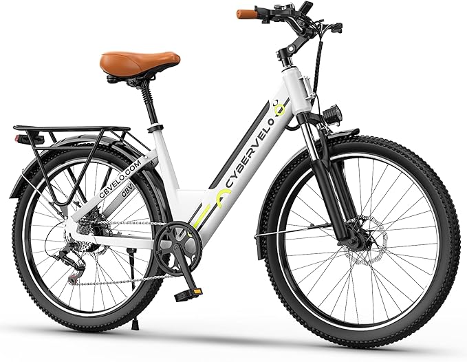 1000 Peak Electric Bike for Adults,up 80 Miles Removable Battery Ebike, 26" Electric E Bike with 7-Speed,Adult Electric Bicycles for Commute Beach Snow White Womens All Terrain