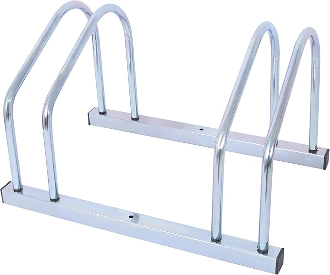 ZeHuoGe Bikes Floor Stand, Bike Parking Rack Garage Bike Storage Stand Indoor/Outdoor 22-28" Wheel Stand, Max Tire Width 2.15" (Silver, 2 Bikes)