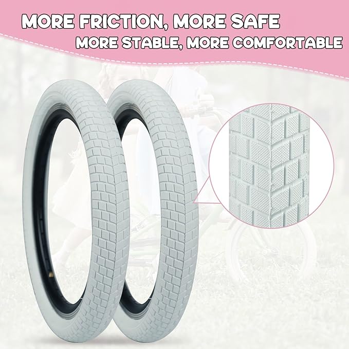 12/16/20x2.125 Bike Tires 1/2 Pack 12/16/20 Inch Kids Folding Replacement Tire/Tube Suitable for Tires 12/20x2.1 12/16/20x2. 125 12/20x2.25, Multiple Colors