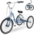 NAIZEA Folding Adult Tricycle - 7 Speed 20/24/26 Inch Folding Tricycle for Adult, 3 Wheel Bike, Foldable Trike with Large Basket/Low-Step Through for Men Women Senior