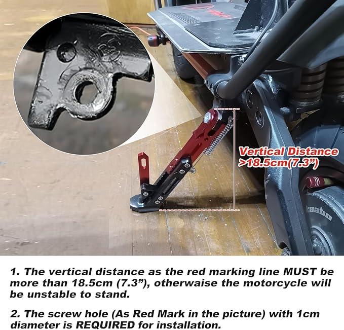 Universal Motorcycle Side Stand - PSLER Adjustable Aluminum Alloy Short Motorcycle Kickstand for Electric Scooter Motorbike Mini Pit Dirt Bike, Red