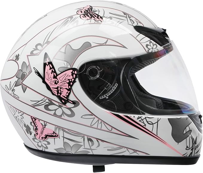 TCT-MOTORPARTS Adult Helmet DOT Flip Up Full Face Pink Butterfly Street Dirt Bike Helmet Motocross ATV Helmet for Women Men (Medium)