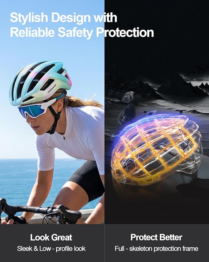 Odoland Adult Bike Helmet - Super Ventilation & Impact-Resistant Frame, Adjustable Dial System Lightweight Bicycle Helmet for Mountain, Commuting, Road Cycling
