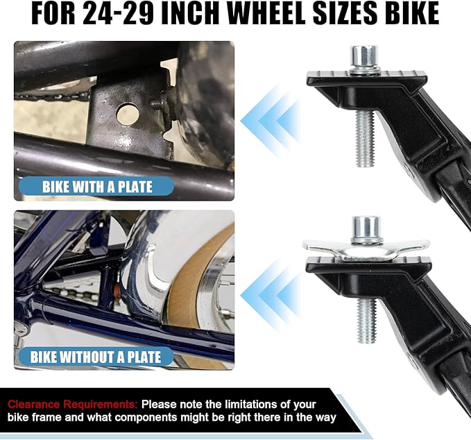 Center Mount Bike Kickstand 24"-29", PSLER Adjustable Kickstand Non-Slip Bicycle Leg Kick Stand Fit for Mountain Bike Racing Bike Road Bike Adult Bikes
