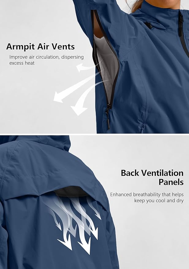 Bikewa Women's Cycling Rain Jackets Waterproof Windbreaker Lightweight Running Windproof Reflective Jacket Packable Hooded