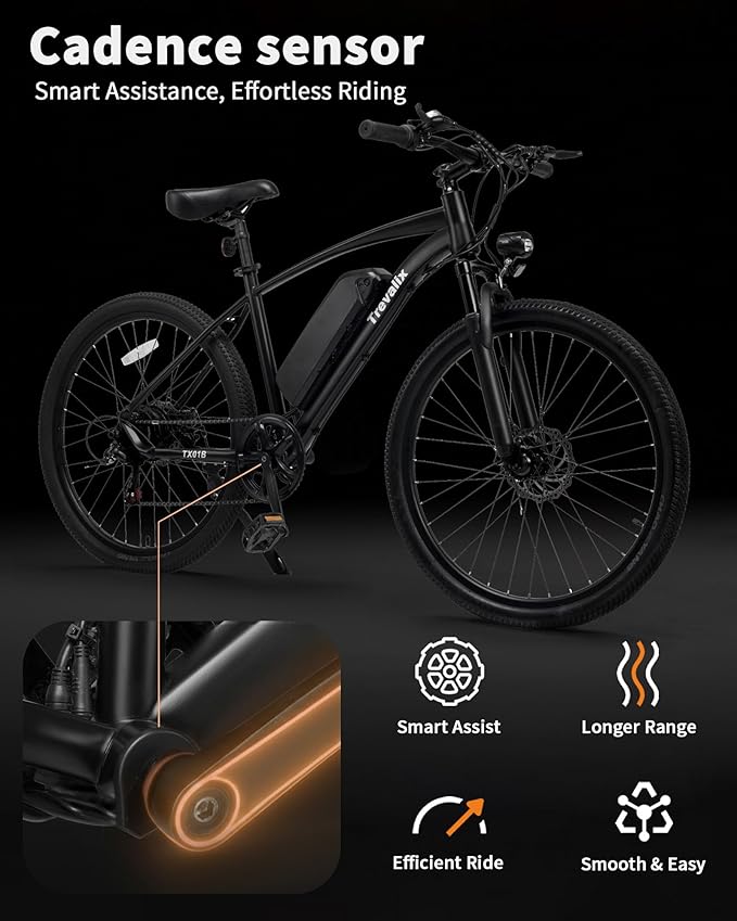Electric Bike for Adults, 50/74 Miles 20 MPH Mountain EBike, Cadence/Torque Sensor with 500W Peak E Bike, 10.4/15.6Ah Removable Battery, 26“ Puncture-resistant Tires bike with Shimano 6-Speed