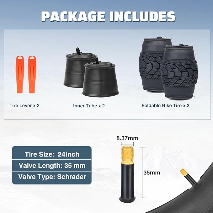 MEGHNA Fat Bike Tire 16/20/24/26 inch Electric Bike Tire Fat Tire 16/20/24/26 x 3.0 inch Heavy Duty Knobby Anti-Slip Foldable Replacement All Terrain Tire for E-Bike Snow Bike Fat Bike