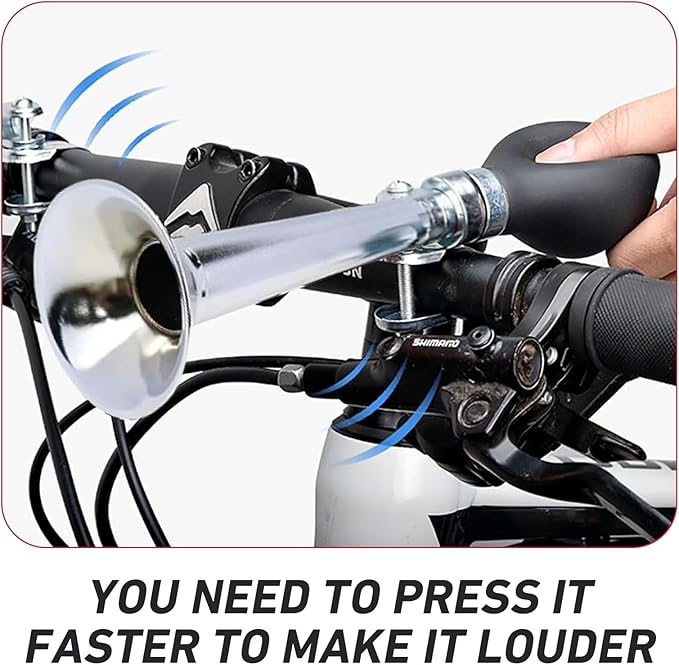 Bike Horn, Classic Waterproof & Rustproof Metal Squeeze Horn with Loud Sound, Plug & Play Handlebar Mount Speaker, Universal for Adult, Kids Bicycles (Silver)