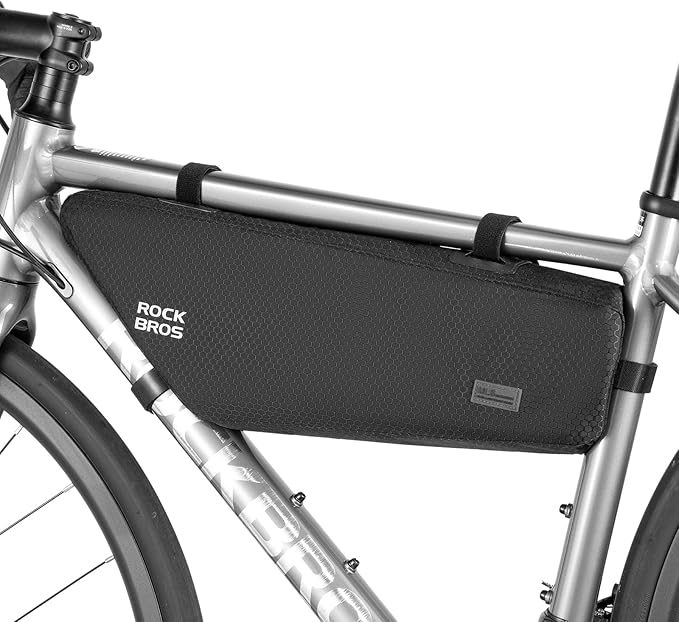 ROCKBROS Bike Frame Bag 2.9L Large Capacity Bike Storage Bag Waterproof Under Top Tube Bike Bag，Narrow Edge Bike Pouch for Mountain & Road Bike