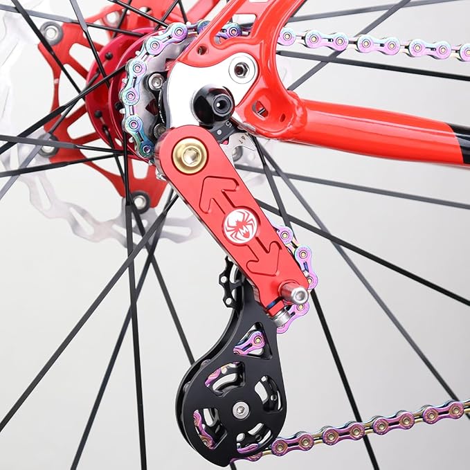 MUQZI Single Speed Chain Tensioner, Double Pulley Chain Tension Adjustment for MTB Road Bicycle Single Speed Converter