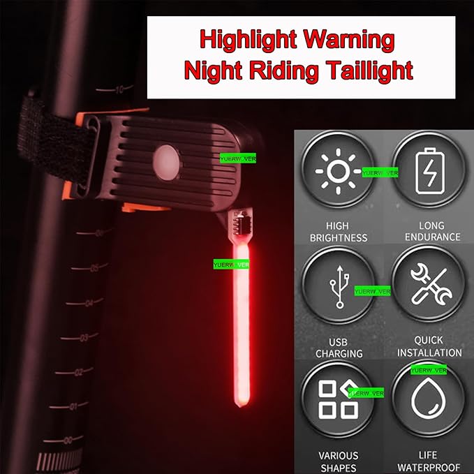 Bike Tail Light LED Rechargeable Rear Bicycle Light for Night Riding Cycling Bright Back Mountain Bike Ebike Accessories Waterproof Safety Warning Light for Adult Kids