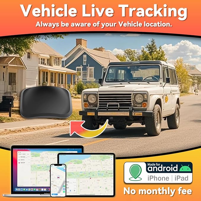 Real-Time Mini GPS Vehicle Tracker - Weatherproof Magnetic Design - No Monthly Fee - Compatible with Android & iOS - Top Hidden Car Tracker for Global Coverage