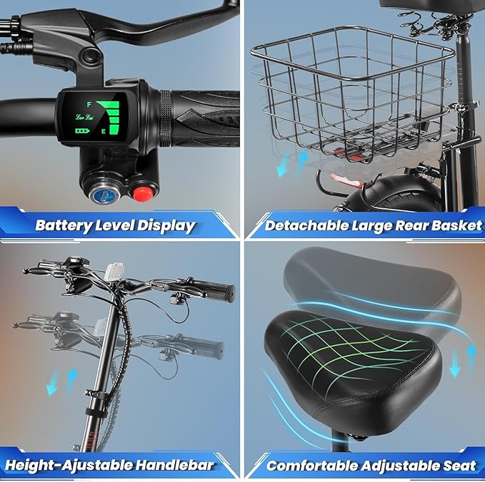 Caroma Peak 1200W/800W Electric Scooter with Seat, 30 Miles Max Range, Electric Scooter Adults, Up to 20MPH Foldable Escooter with Basket,Key Start Adjustable E-Scooter