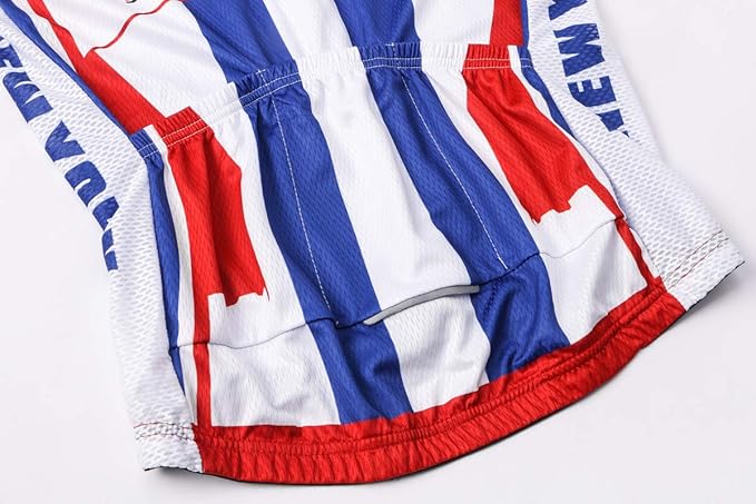 Cycling Jersey Short Sleeve USA Style Bike Tops with Pocket Reflective Stripe