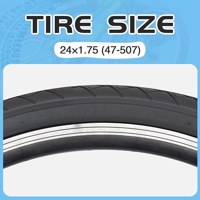 MEGHNA Bike Tire 20/24/26/27.5 inch Foldable Replacement Cruiser Bike Tire Mountain Bike Groove Anti-Slip with Tire Lever for Kids Hybrid Bike
