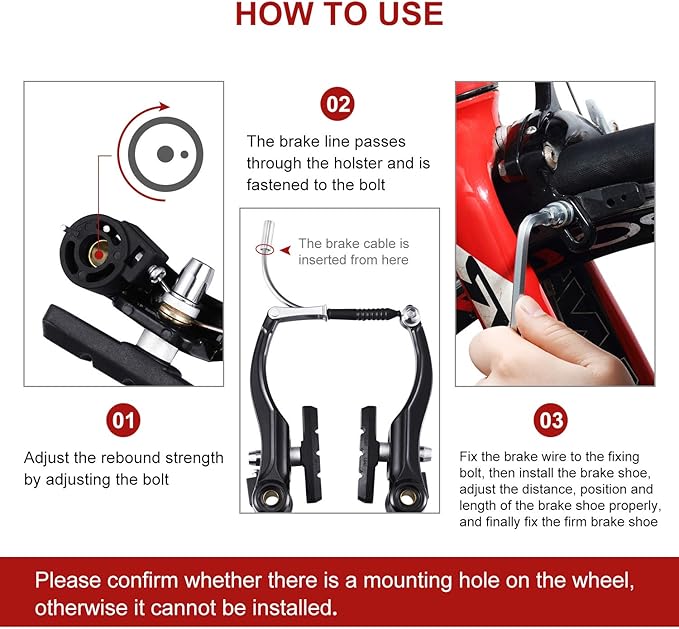 Universal Mountain Bike Brakes Set - 2 Pairs, Replacement for Most Bicycles, Includes 2 Pieces Brake Cables, Gear Shift Cable Wire, End Caps, End Ferrules
