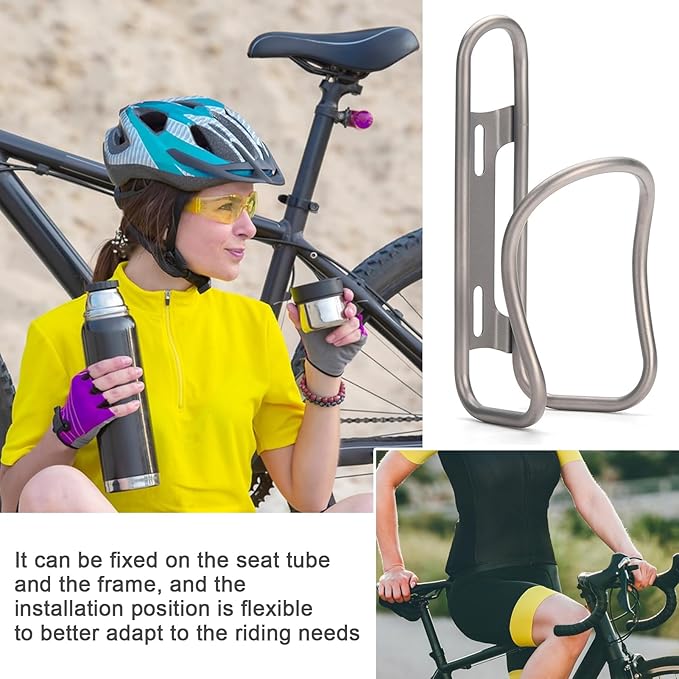 Bike Water Bottle Holder, Lightweight Titanium Alloy Bicycle Mount Cage Rack, Easy Installation, Universal Water Bottle Cage for Road, Mountain Bikes (B)