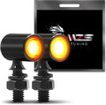 MZS Motorcycle Front LED Turn Signals, Amber Light Mini Brake Tail Light Blinkers, Minimalist Design, Universal 6mm Screw, Compatible with Most Family Motorcycles