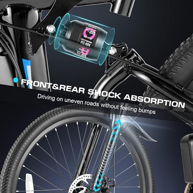 Vivi Electric Bike for Adults, 1000W Peak Folding Electric Mountain Bike 26'' Commuter Ebike 22MPH Foldable Ebike Adult Electric Bicycles with Battery, Dual Shock Absorber, SGS Certified to UL2849 | 750W Peak, Commuter Ebike, 22MPH, Removable Battery, ...