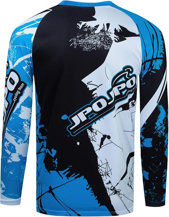 JPOJPO Men's Mountain Bike Jersey Long Sleeve MTB Off-Road Racing Downhill Motocross Shirts Quick Dry&Moisture-Wicking Tops