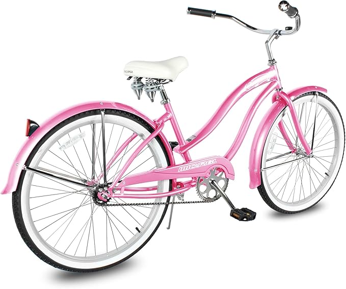 MICARGI 24/26 Inch Adult Cruiser Bicycle Hybrid Bike 1/7 Speeds Commuter Bike for Women, Men, Seniors,Step-Through or Step-Over Bike Steel Frame Multi Colors Style