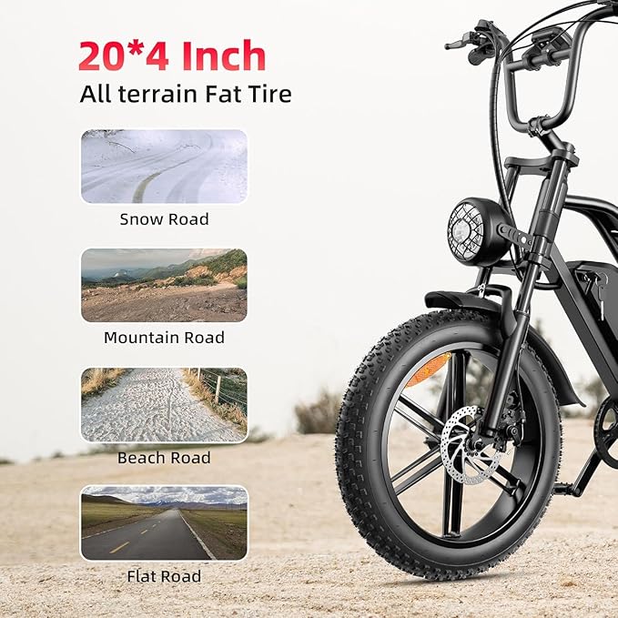 Electric Bike for Adults and Teens, Ebike, Electric Bicycle Mountain Dirt Bike Fat Tire Electric Bike, Multi-Funtional Bike for Work, School, Commute, Off-Road