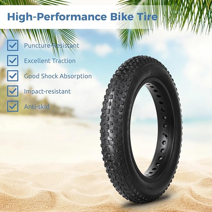 20x4.0 Folding Fat Tire with Inner Tube, Puncture Resistant 20x4 Ebike Tire for Commuter Bikes, All Terrain 20 x 4.0 Fat Bike Tire Replacement with AV Valve