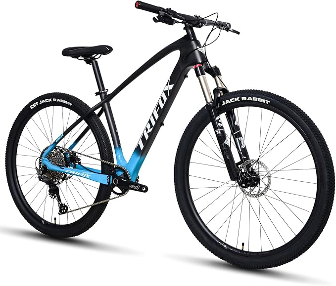 TRIFOX Carbon Fiber Mountain Bike,29er Carbon Mountain Bike with Shimano M6100 Deore Groupset 12-Speed,Carbon Fiber Frame,Hydraulic Fork 130mm Travel,/17/19 inch