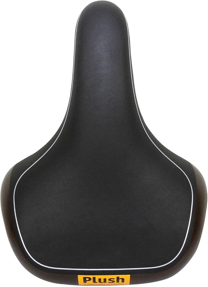 VELO VL-6263 Plush Comfortable Bicycle Seat for Beach Cruiser, Hybrid, Urban, Commuting, City and Comfort Bikes. Black PU Leather and Gel Bike Saddle for Man Women