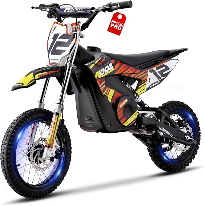 KOOZ HP112E PRO 36V 1000W Electric Dirt Bike for Kids, 3 Speed Modes Teen Electric Motorcycle Up to 20.6 MPH& 19 Miles Long-Range, Dual Suspension & Disc Brake, 16" Sturdy Tire