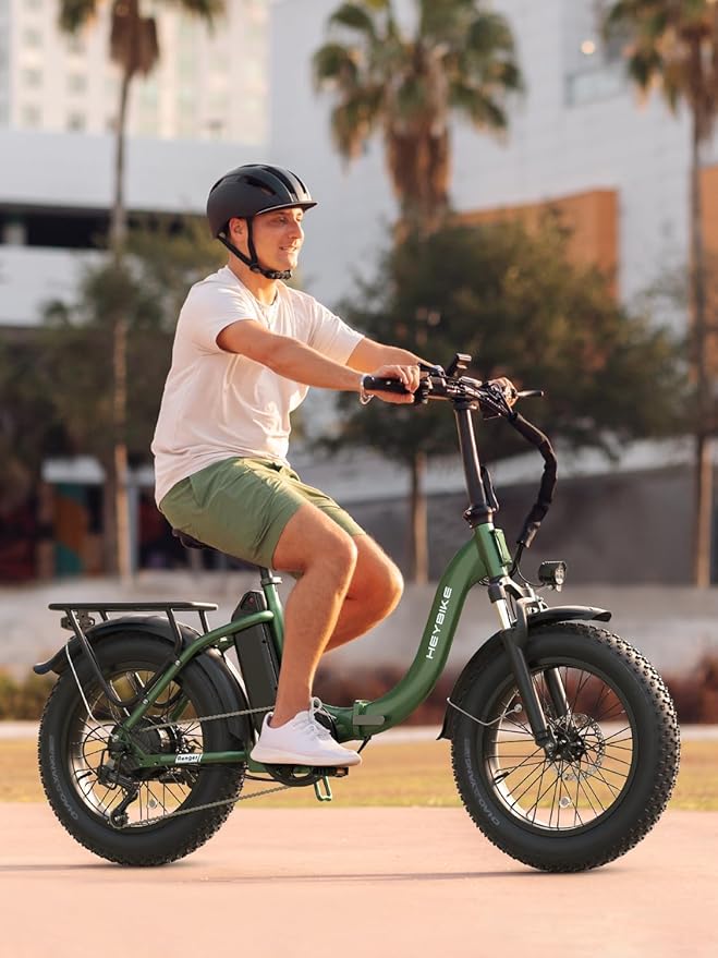 Heybike Ranger 2.0 Foldable Electric Bike for Adults, 20"×4 Fat Tire Ebike with 1400W Peak Motor, 28 MPH Max Speed, 600Wh Removable Battery, Up to 65 Miles Range, Front Suspension Step-Thru E Bike