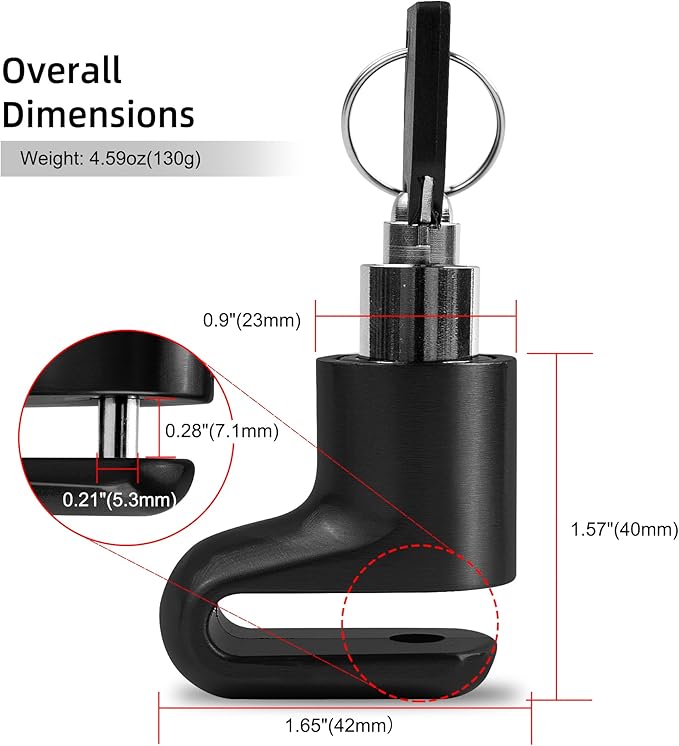 Disc Brake Lock for Motorcycle Accessories Heavy Duty Bike Bicycle Anti Theft Lock Compact Electric Scooter Ebike Powersports Wheel Hover Disc Locks (Blue)