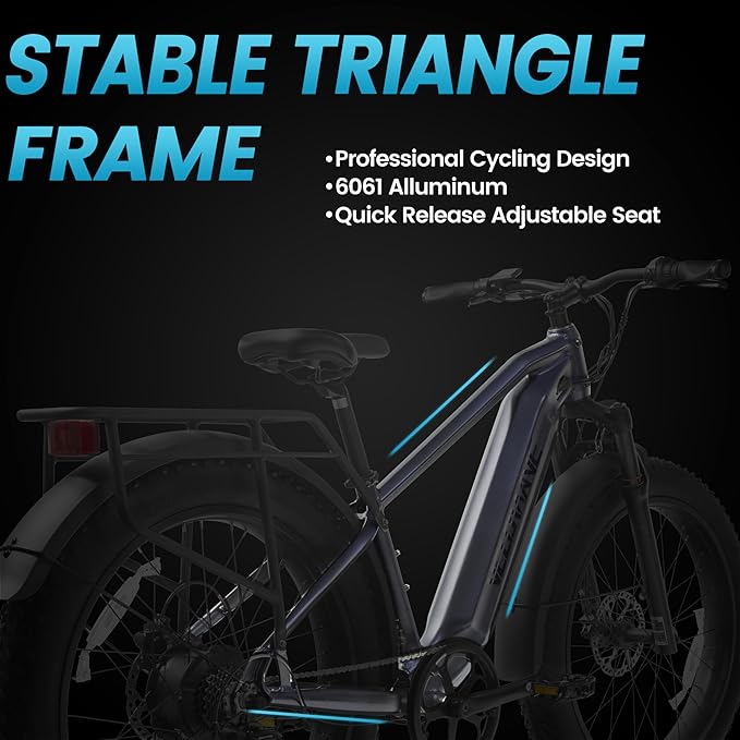 VELOWAVE Electric Bike for Adults Peak 1200W BAFANG Motor 28MPH Mountain Ebike 47.97V 14.4AH Removable LG Cells Battery 26'' Fat Tire E Bike Shimano 7-Speed