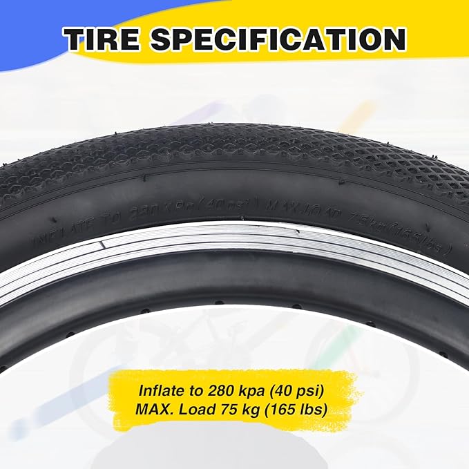 ZUKKA 20 x 2.4 Bike Tire 2 Pack 20 inch x 2.4 BMX Bike Tire Folding Replacement Tire for MTB Mountain Bike, BMX Bicycle Commuter Bike
