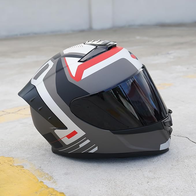 Full Face Motorcycle Helmet,Helmets for Adults Motorcycle, MG611 Motorbike Racing Street Bike Helmets with Black Visor for Men Women,DOT Approved (Matte Gray Cloud, L)