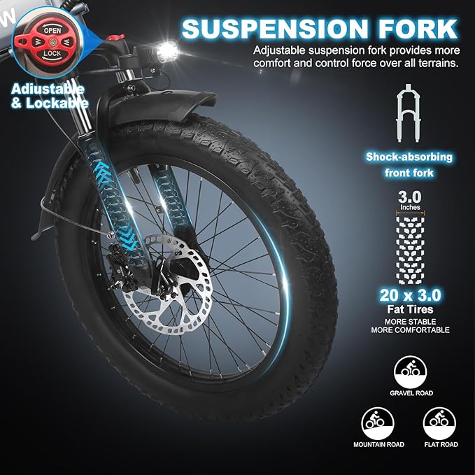 Wildeway Folding Electric Bike for Adults with 750W Motor 32Ah Battery Long Range FW11 Ebike 20 * 3.0 Fat Tire Foldable Adults Electric Bicycle for Men Women City Commuter Delivery 2 Seat